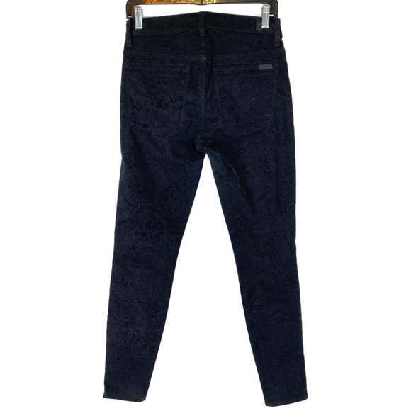 7 for all Mankind Black Paisley Shimmery Velvet Skinny Pant Size 27 - Picture 9 of 13